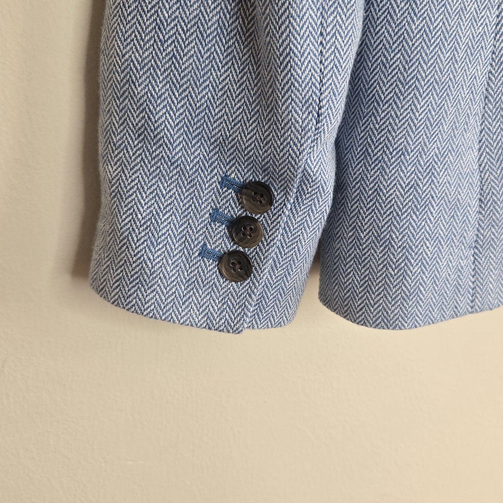 J.Crew Factory Herringbone Blazer Women’s Light Blue Tweed Preppy Classic 10P - Picture 11 of 12